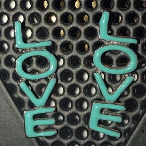 Teal LOVE Stud Earrings